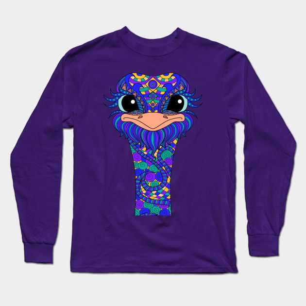 Colorful Ostrich Long Sleeve T-Shirt by AlondraHanley